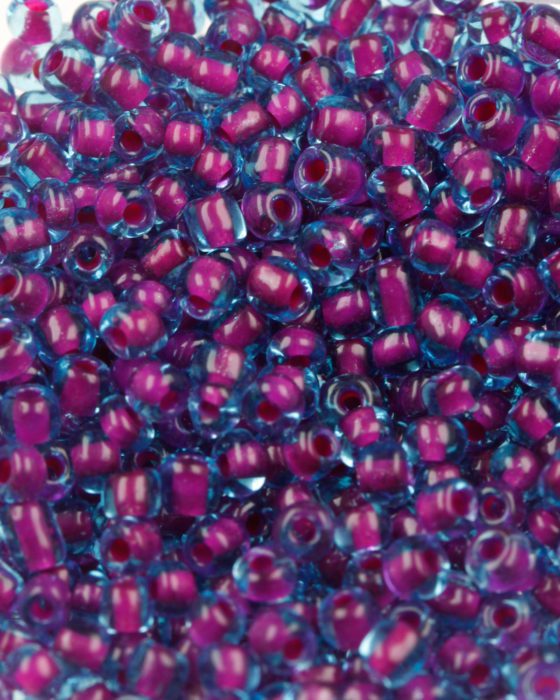 Two colours seed beads size 11 Turquoise Pink Lined