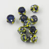 Handmade Glass round Beads with trails 8-10mm Black and yellow