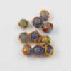 Handmade Glass round Beads with trails 8-10mm blue and yellow