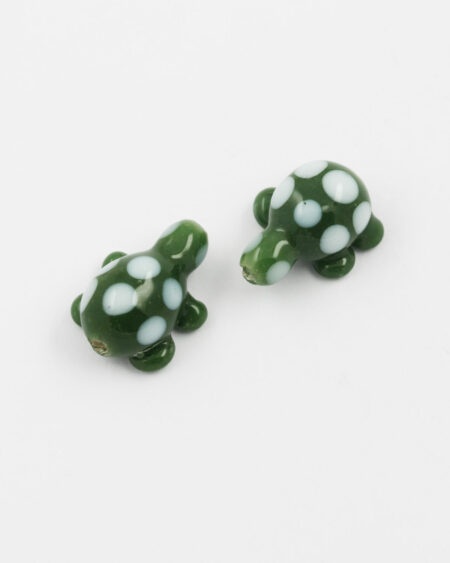 handmade glass turtle bead green