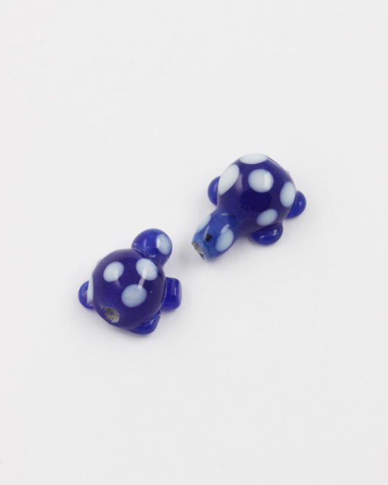 handmade glass turtle bead blue