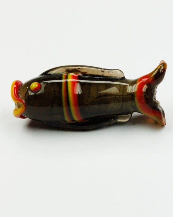 Glass fish bead dark brown