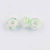 Large hole glass bead White with lime dots