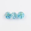Large hole glass bead Turquoise with white flowers