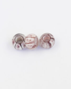 Large hole glass bead Amethyst and white flowers