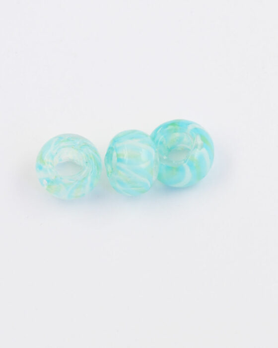 Large hole glass bead Blue & white & green
