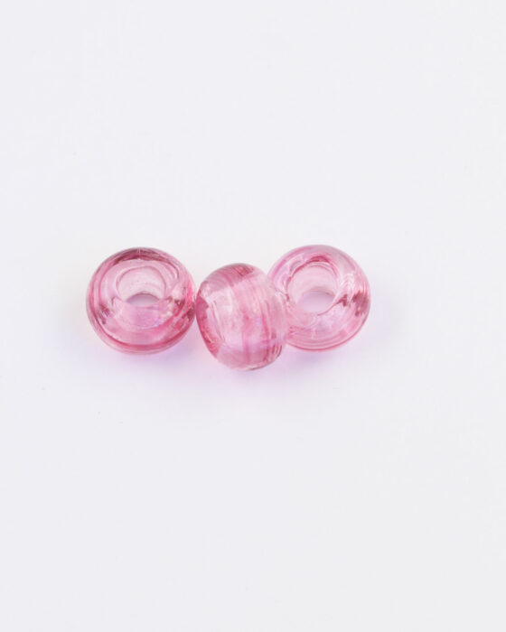 Large hole glass bead Transparent pink