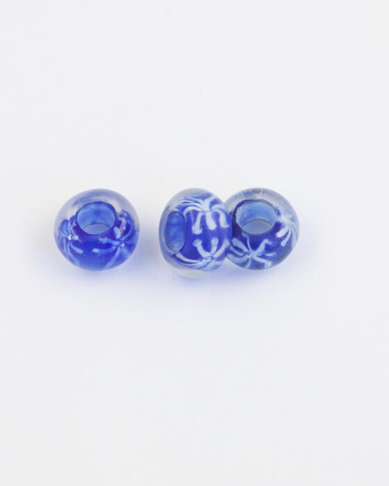 Large hole glass bead navy with white stars