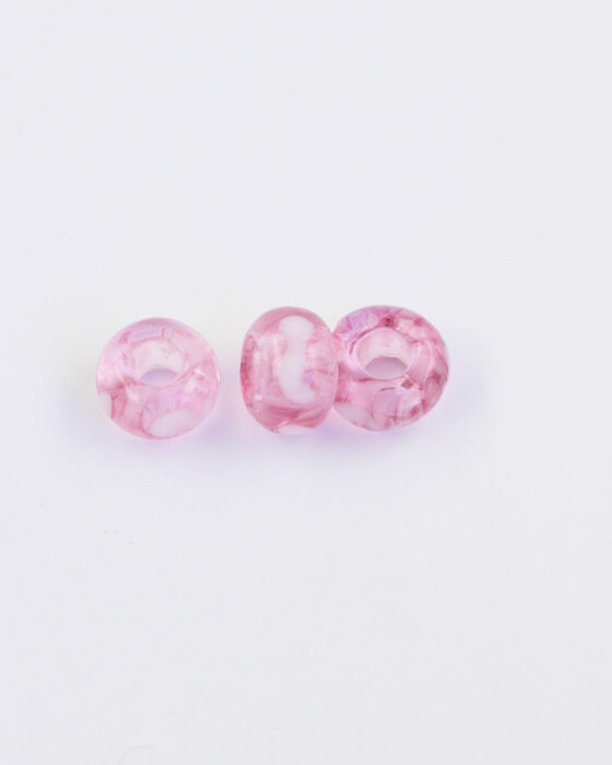 Large hole glass bead pink & white