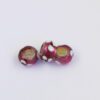 Large hole glass bead pink silver foil with white flowers