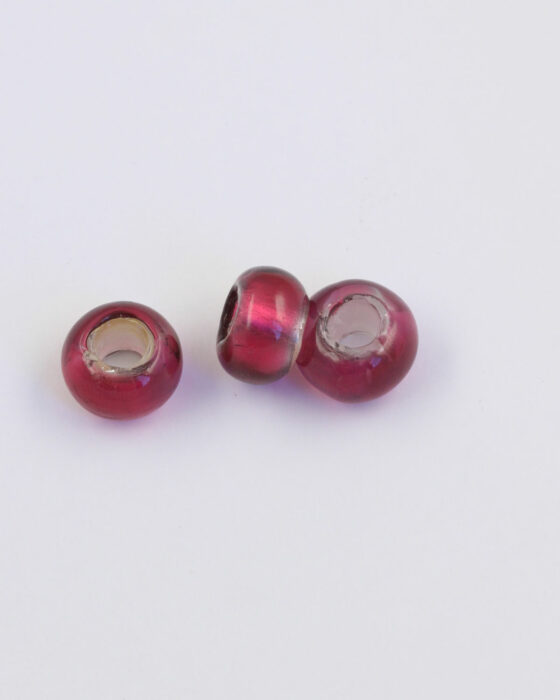Large hole glass beads pink silver foil