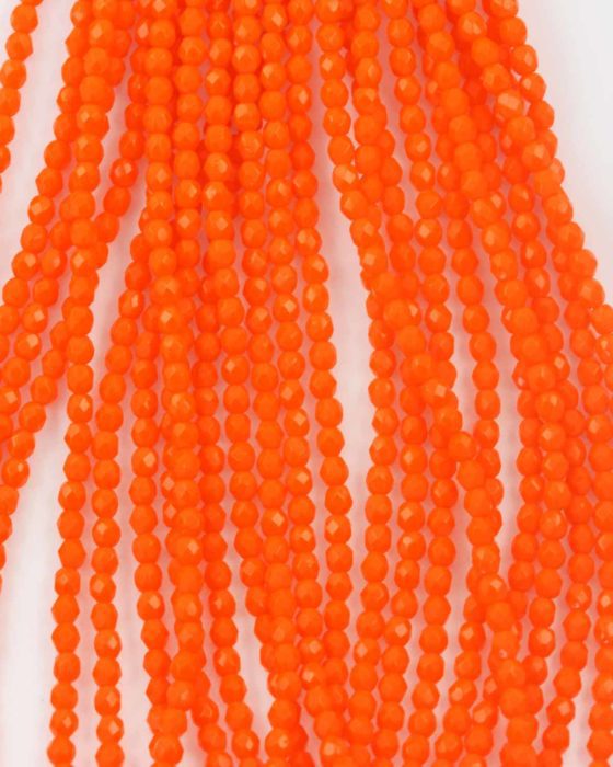 Fire polished glass beads 4mm opaque orange