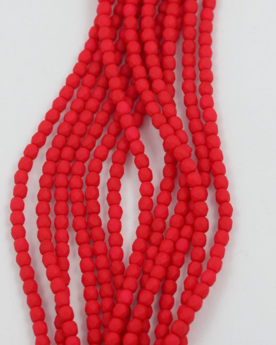 firepolished glass beads 4mm red