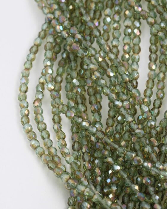 fire polished glass bead 4mm prairie green celsian
