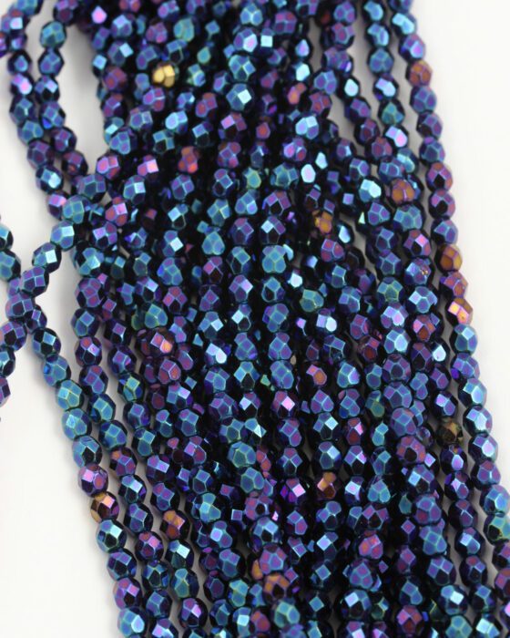fire polished glass bead 4mm iris blue