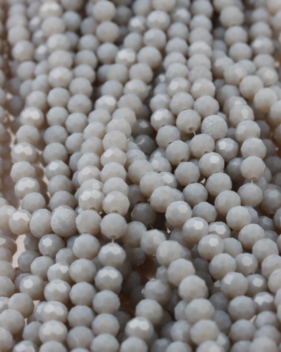 faceted round glass beads 6mm grey opal