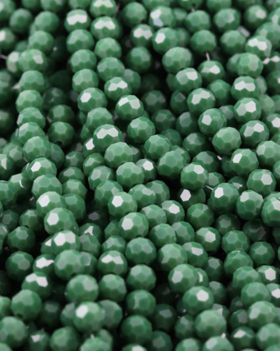 faceted round glass beads 6mm green opaque