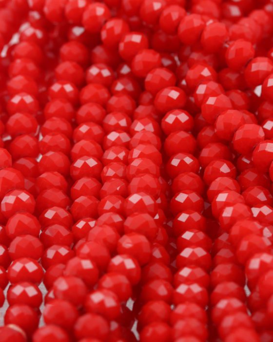 crystal faceted rondelle beads cherry red