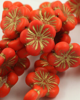 Hibiscus glass beads 21mm Orange