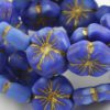 Hibiscus glass beads 21mm Royal Blue