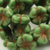 Hibiscus glass beads 21mm Green