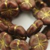 Hibiscus glass beads 21mm brown