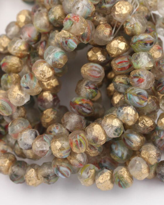 Faceted rondelle 9x6mm Matte Grey and Gold