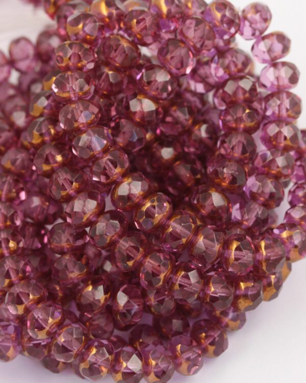 Faceted rondelle 9x6mm Fuschia and gold