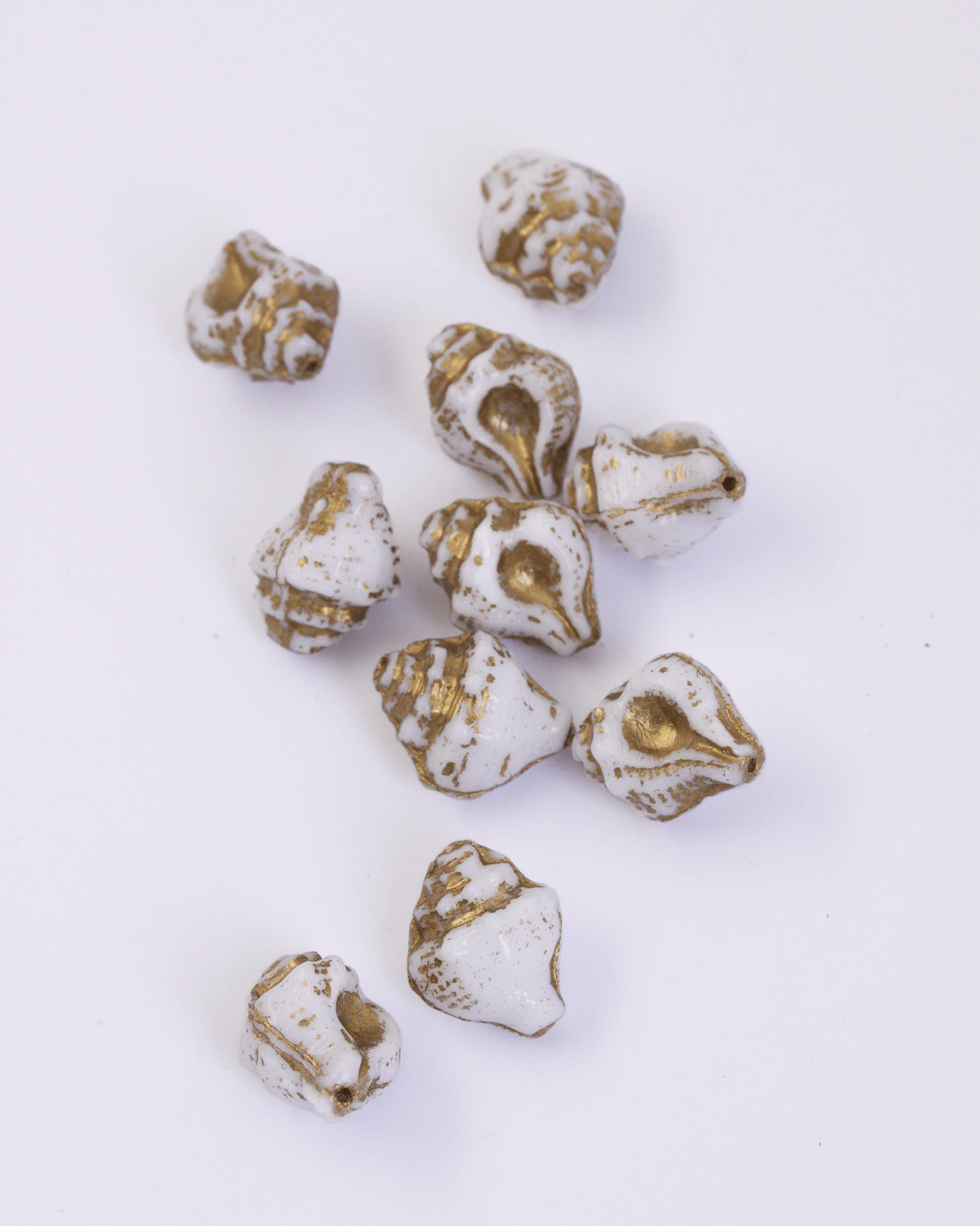 Murex shell glass beads White