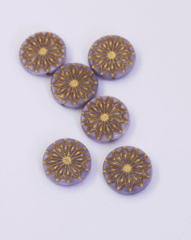 Origami glass coin lavender and gold