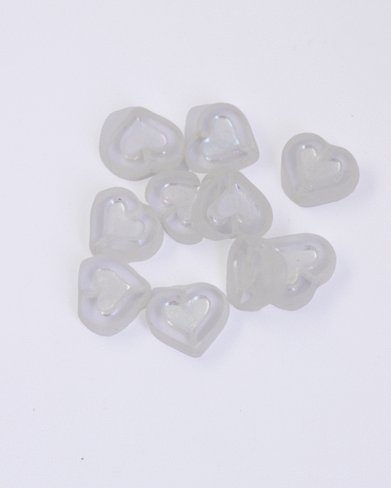 Glass heart white and clear