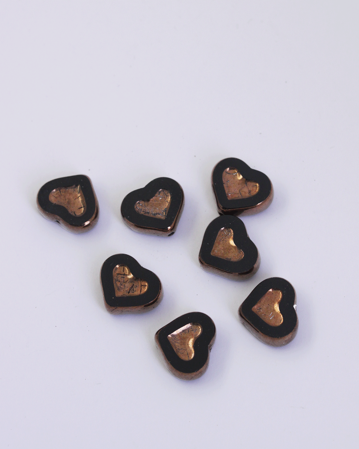Glass heart black and gold