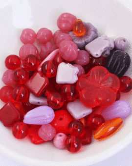 mix glass beads red