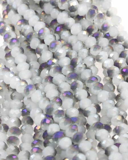 Bead, crystal faceted rondelle opaque/iridiscent effect, 6 x 8 mm. Sold per strand of approx.72 beads