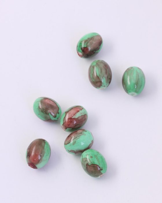 Olive Shape Beads 12x14mm Green