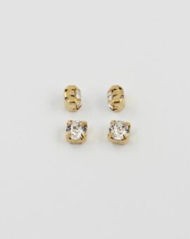 swarovski rouns square set gold & crystal SS29