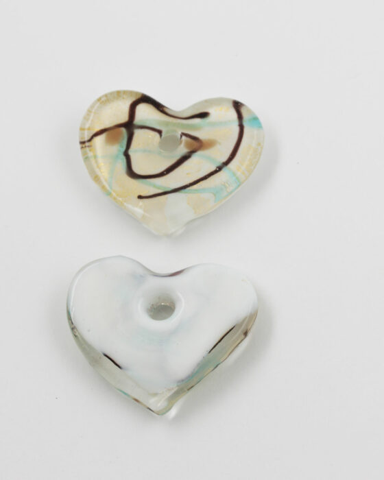 Handmade Glass Heart Pendant 40x35mm White