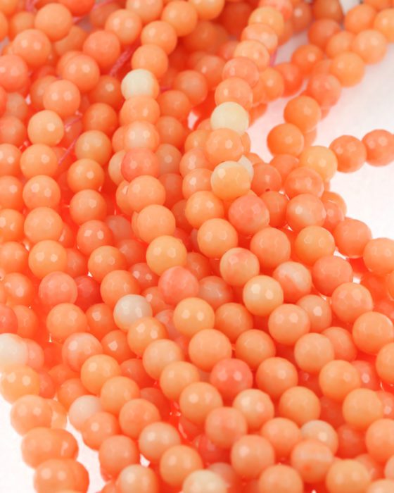 stone powdered faceted beads peach