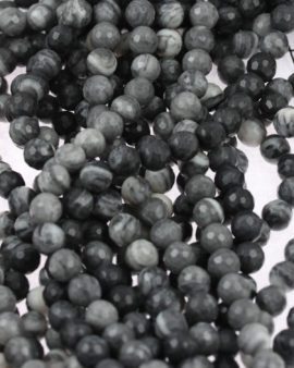 stone powdered faceted beads liquorice