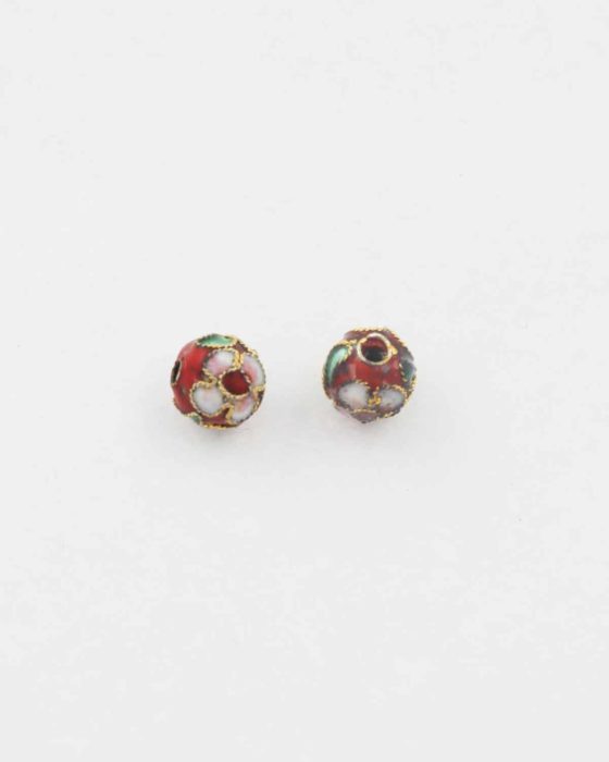 Round cloisonne bead 8mm red