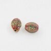Fluted oval cloisonne bead red
