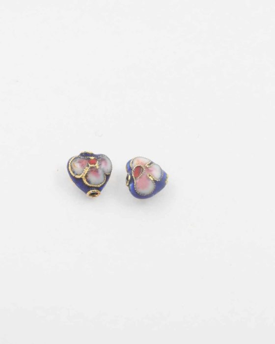 Heart cloisonne bead blue
