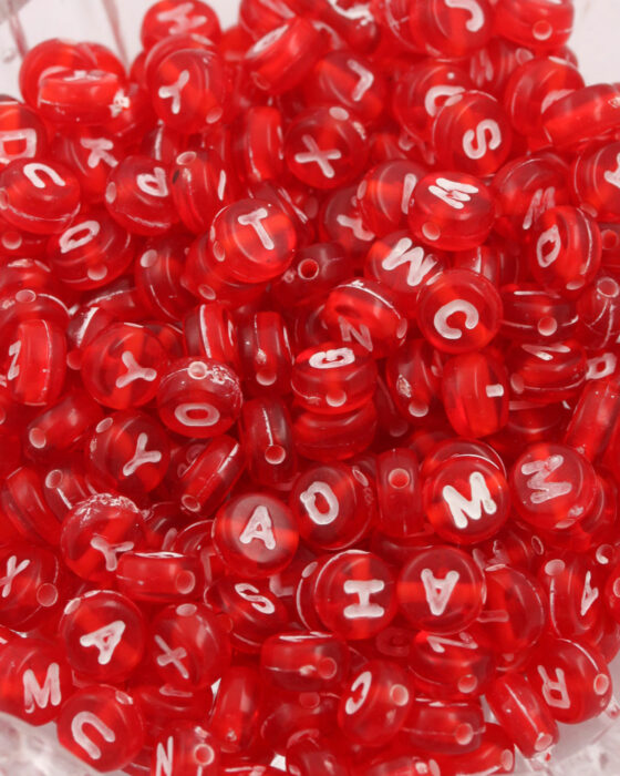 Alphabet beads 6mm Red