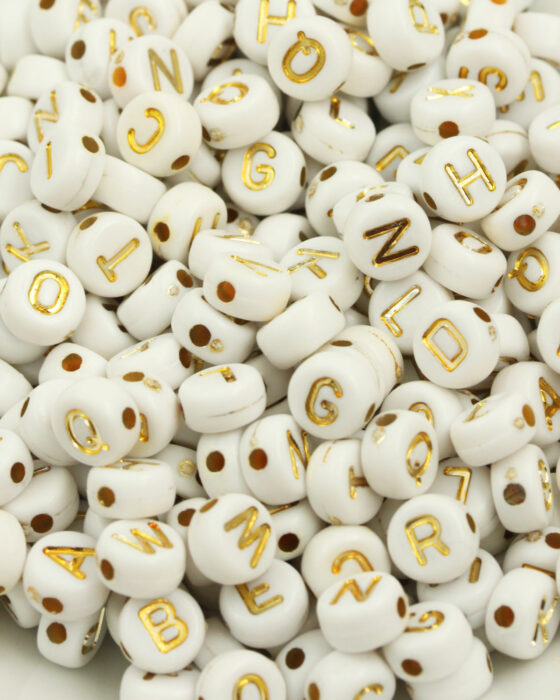 acrylic alphabet beads 6mm Gold
