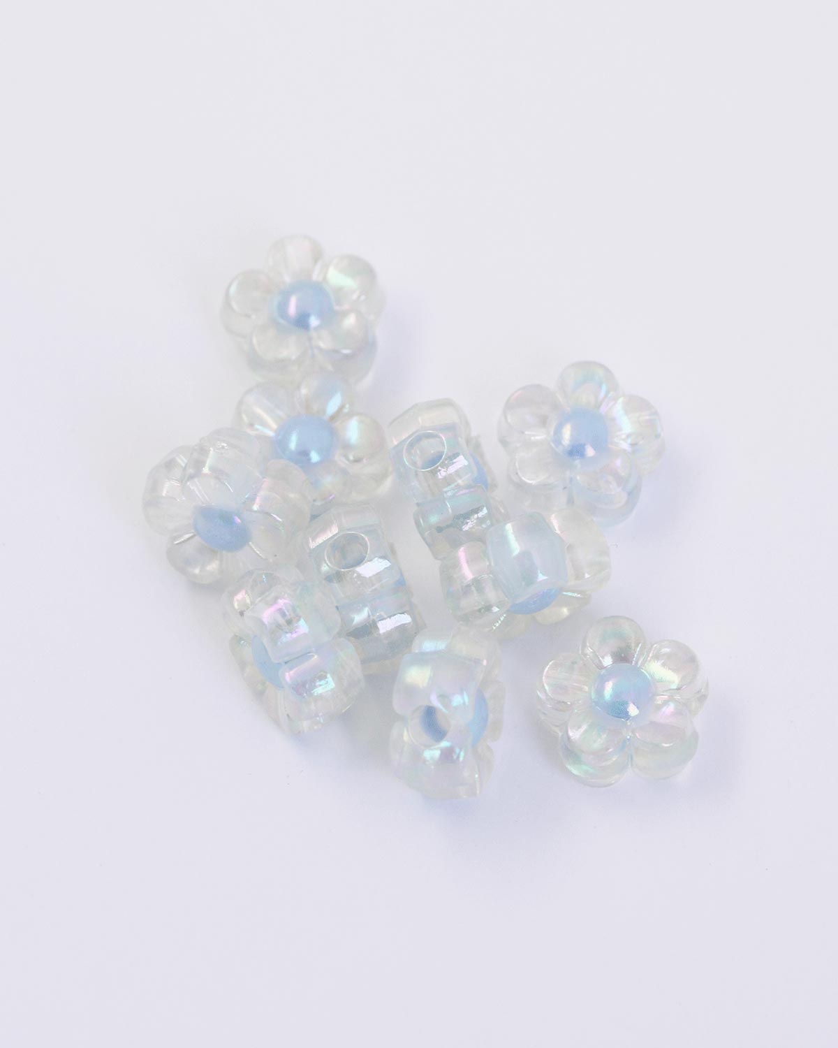 frosted acrylic flower 12mm Blue Iridescent