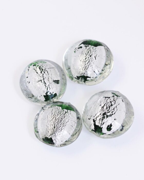 Handmade seed beads pod shape silver foil glass beads 20-22mm Green