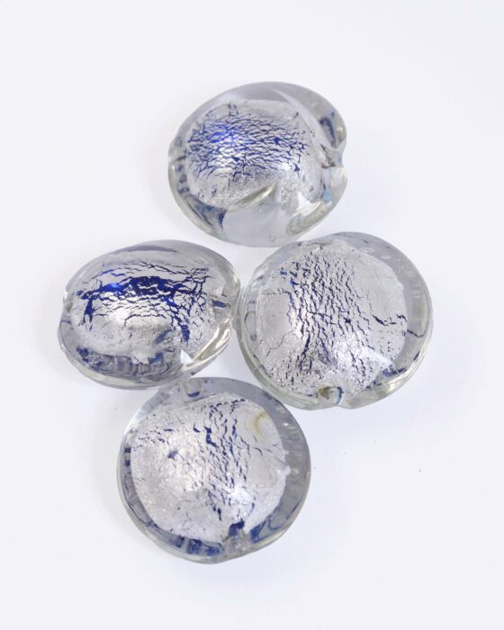 Handmade seed beads pod shape silver foil glass beads 20-22mm Dark blue