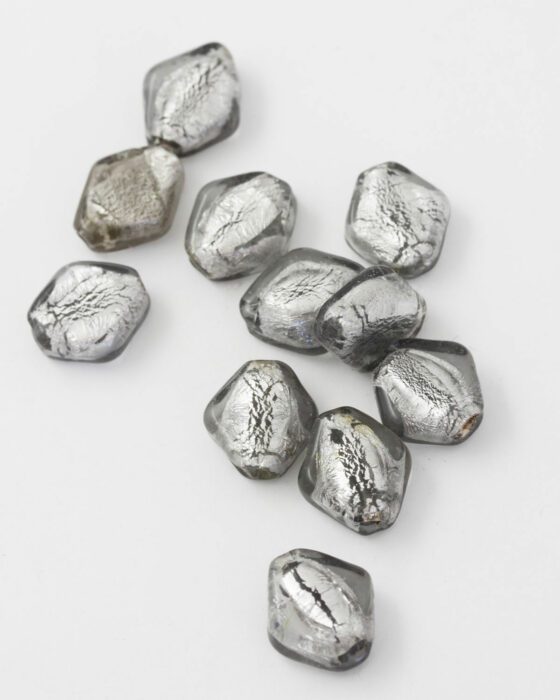 diamond shape handmade glass bead grey
