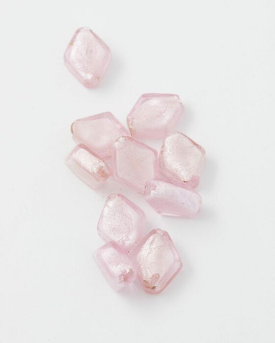diamond shape handmade glass bead pink
