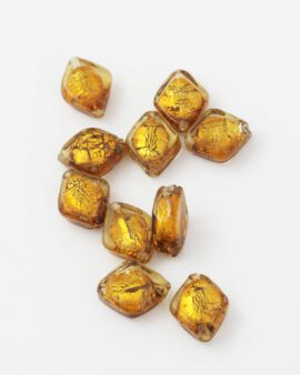 diamond shape handmade glass bead amber